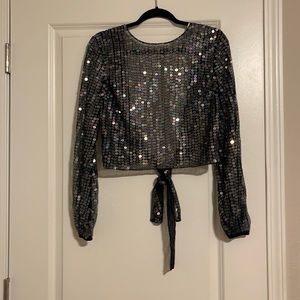 ASOS Black Sequin tit back shirt